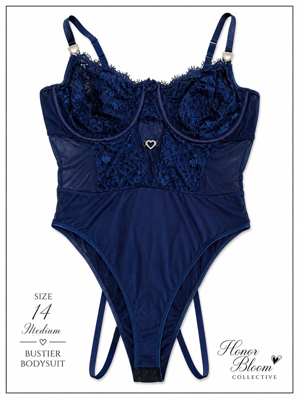 Navy Lace Bustier Bodysuit